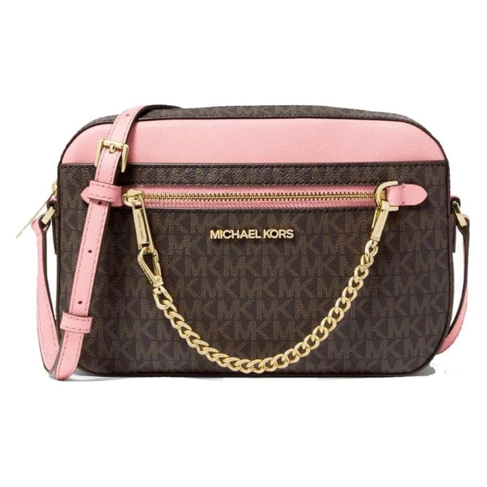 Michael Kors Jet Set Large Leather Crossbody Bag (PrimRose)